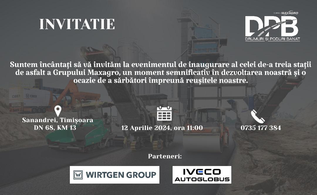 Invitație la inaugurarea stației noi de asfalt a Grupului Maxagro